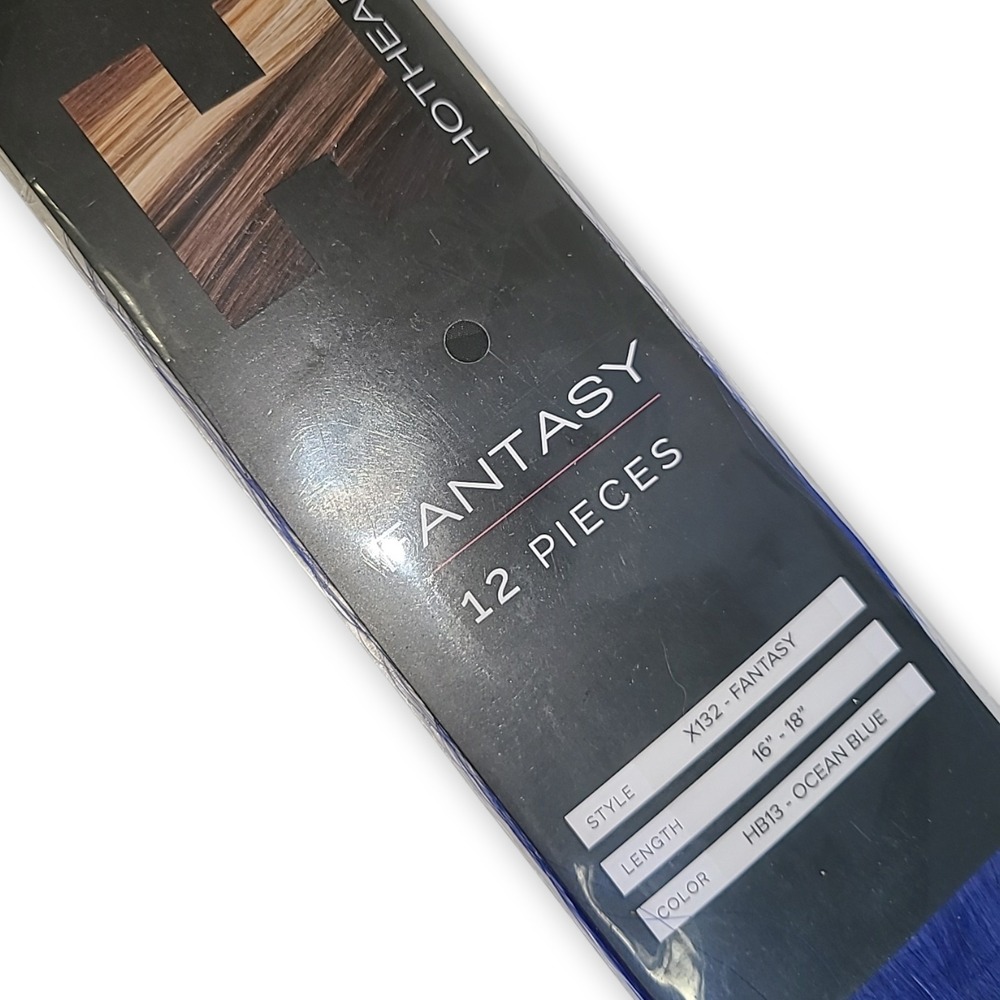 Hotheads X132 Fantasy Hair Extensions 12 Pcs Tape 16"-18" Color HB13 Ocean Blue - Picture 3 of 11